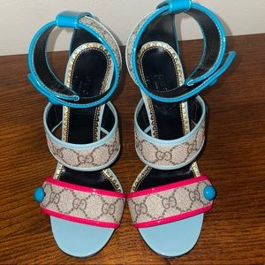 Gucci Heels - GG logo with blue and pink accents